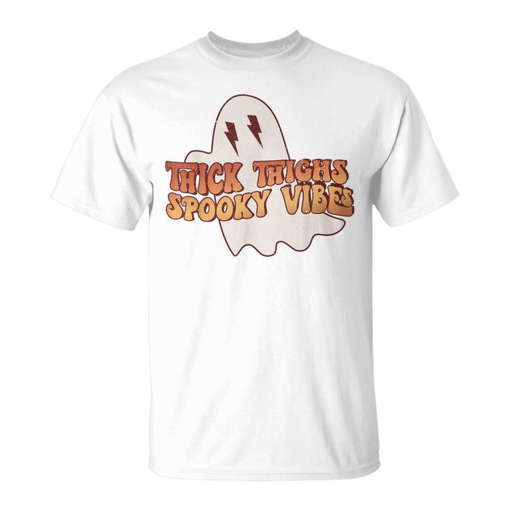 Thick Thighs Spooky Vibes Funny Happy Halloween Spooky  Unisex T-Shirt