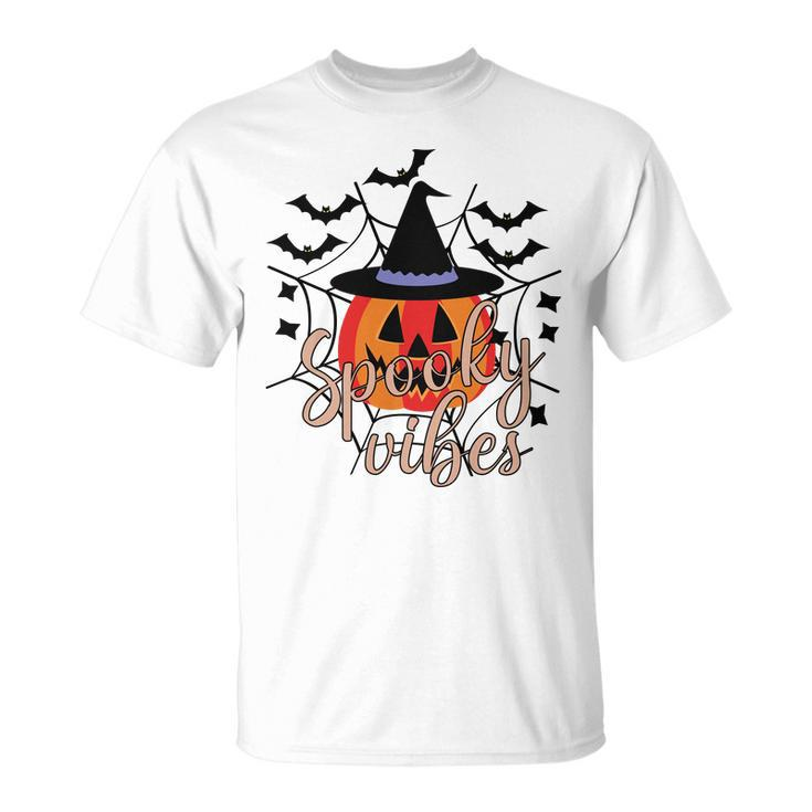 Thick Thights And Spooky Vibes Halloween Pumpkin Ghost Unisex T-Shirt