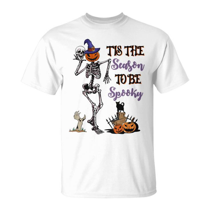 Tis The Season To Be Spooky Skeleton Halloween Pumpkin T-shirt