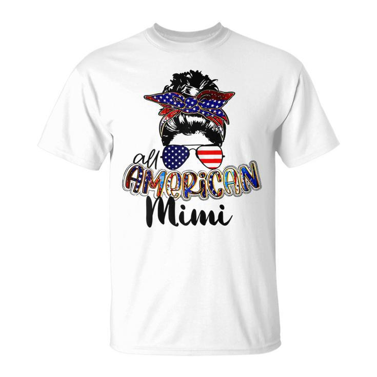 Womens All American Mimi Messy Bun 4Th Of July Independence Day  Unisex T-Shirt