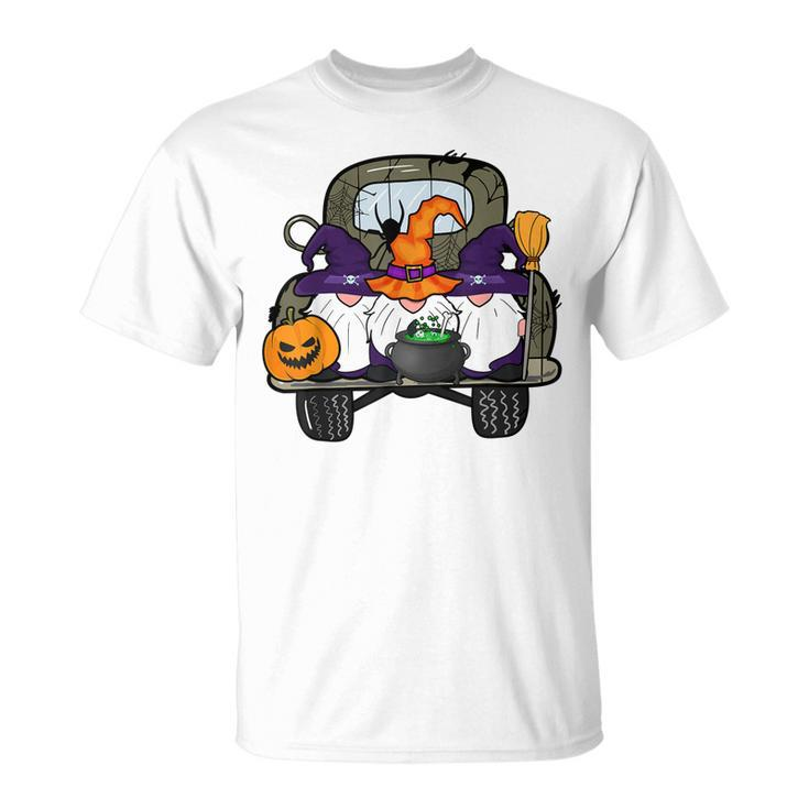 Zem6 Funny Truck Gnomes Witch Pumpkin Happy Halloween Party  Unisex T-Shirt