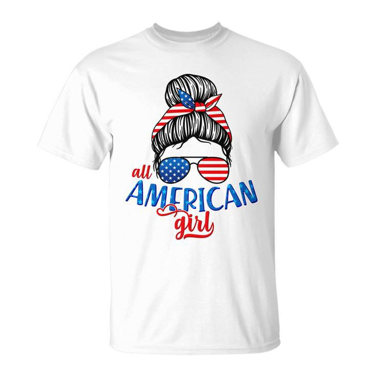 Cute All American Girl Usa Flag Unisex T-Shirt