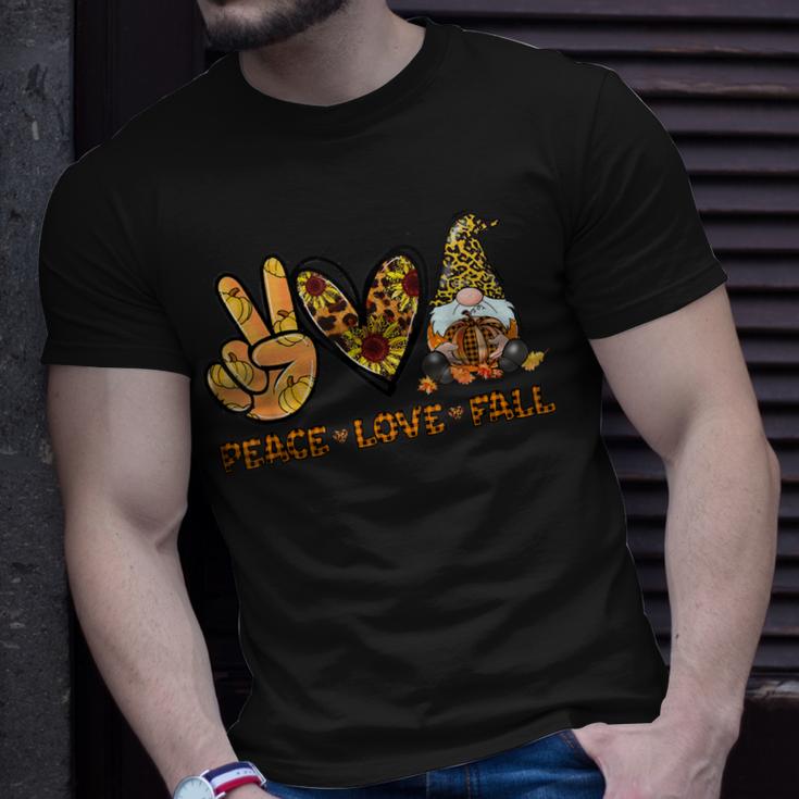 Peace Love Fall Funny Gnome Autumn Lover Pumpkins Halloween  Unisex T-Shirt