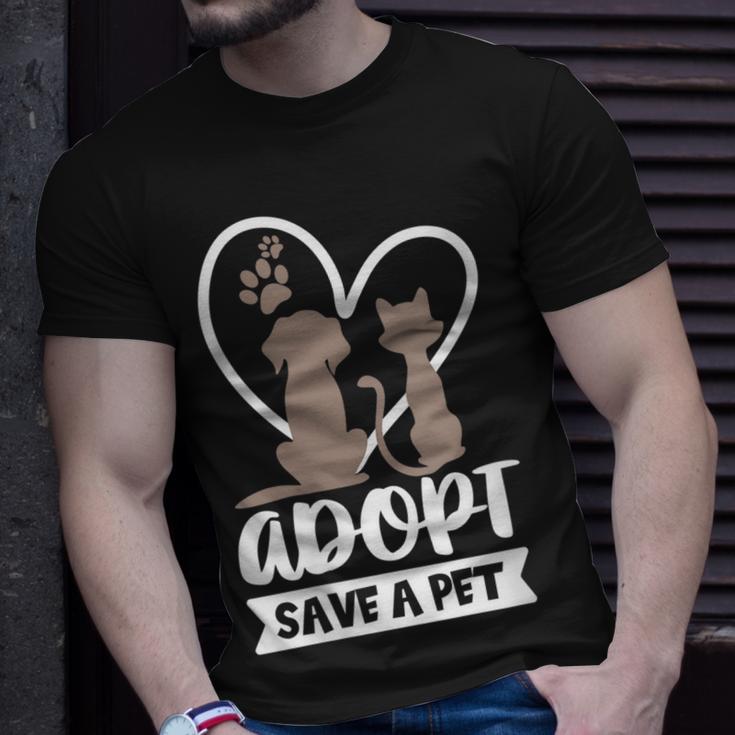 Womens Adopt Save A Pet Cat & Dog Lover Pet Adoption Rescue Gift  Unisex T-Shirt