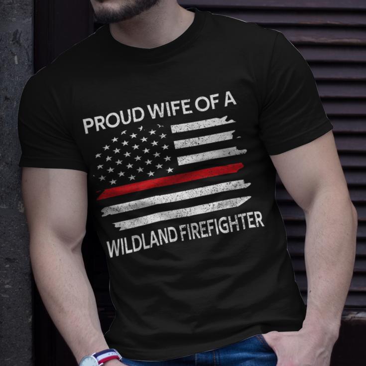 Firefighter Proud Wife Of A Wildland Firefighter Wife Firefighting V2 Unisex T-Shirt