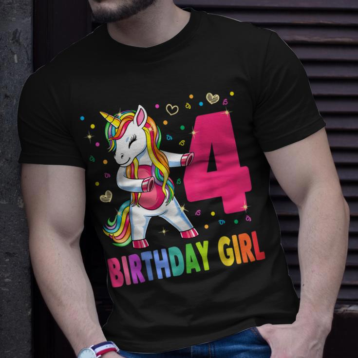4 Years Old Unicorn Flossing 4Th Birthday Girl Unicorn Party V3 Unisex T-Shirt Gifts for Him