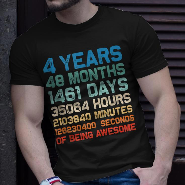 4Th Birthday 4 Years Of Being Awesome Wedding Anniversary V2 Unisex T-Shirt Gifts for Him