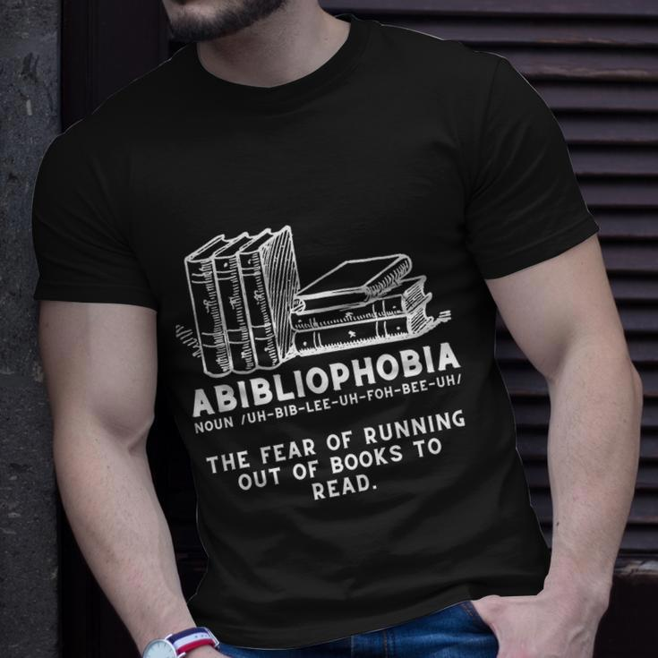 Abibliophobia Cool Gift Funny Reading Bookworm Reader Gift Unisex T-Shirt Gifts for Him