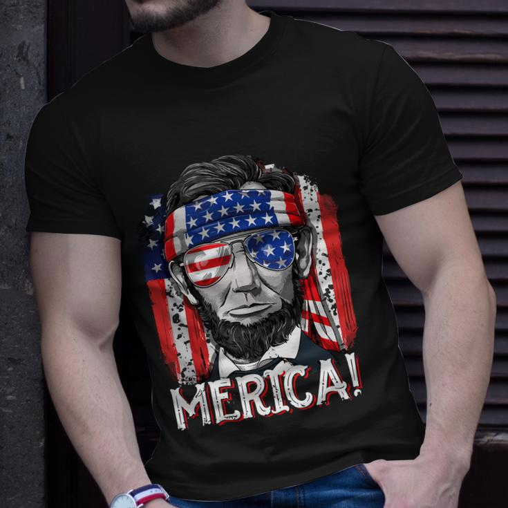 Abraham Lincoln 4Th Of July Merica Men Women American Flag Unisex T-Shirt Gifts for Him