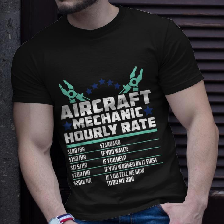 Aircraft Technician Hourly Rate Airplane Plane Mechanic Unisex T-Shirt Gifts for Him