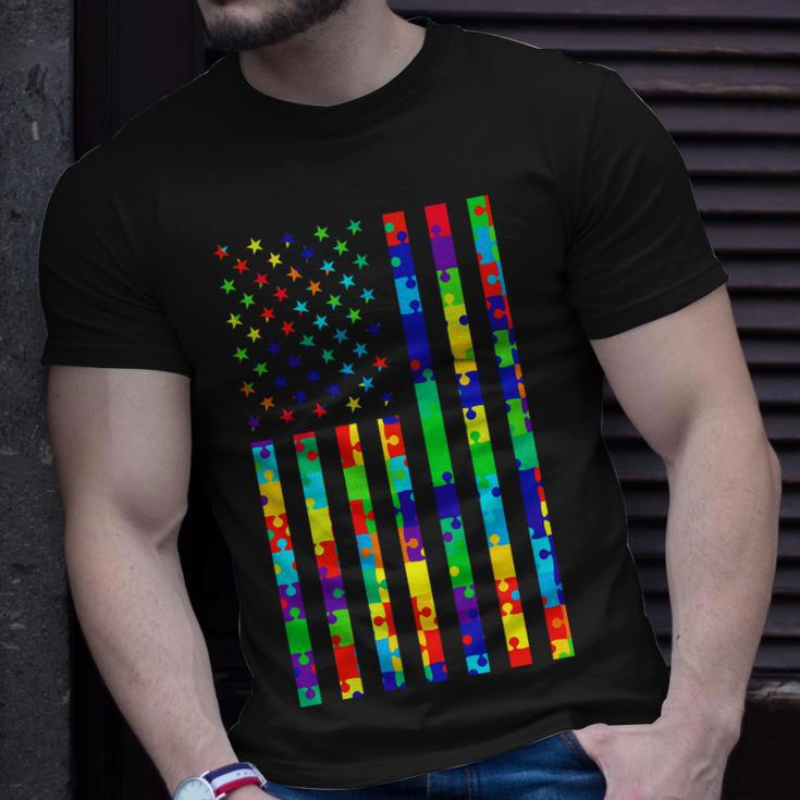 Autism Awareness Colorful Puzzle Flag Unisex T-Shirt Gifts for Him