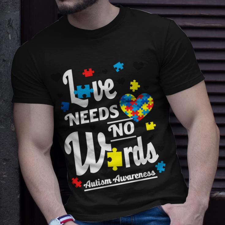 Autism Love Needs No Words Unisex T-Shirt Gifts for Him
