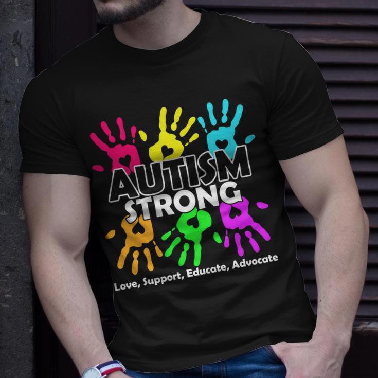 Autism Strong Love Support Educate Advocate Unisex T-Shirt Gifts for Him