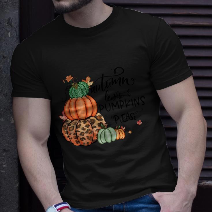 Autumn Leaves Pumpkins Please Thanksgiving Quote V2 Unisex T-Shirt Gifts for Him