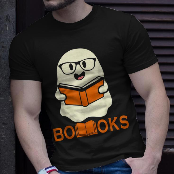 Booooks Ghost Boo Read Books Library Teacher Halloween Cute V3 T-shirt Gifts for Him