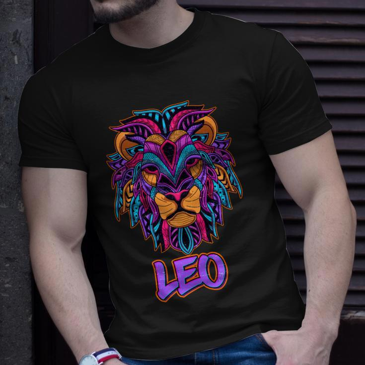 Colorful Abstract Lion Leo Zodiac Unisex T-Shirt Gifts for Him