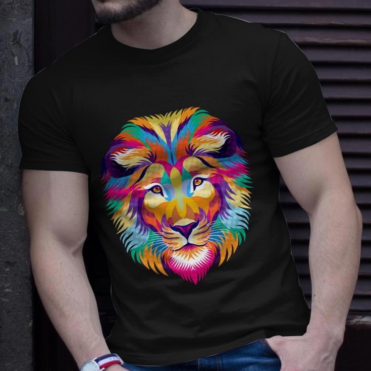 Colorful Abstract Lion Unisex T-Shirt Gifts for Him