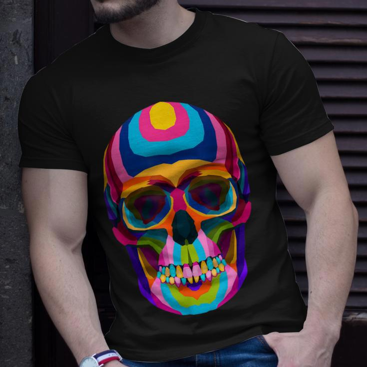 Colorful Sugar Skeleton Scull Halloween Party Costume Unisex T-Shirt Gifts for Him