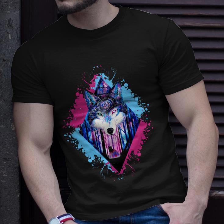 Colorful Wolf Painting Wolves Lover Unisex T-Shirt Gifts for Him