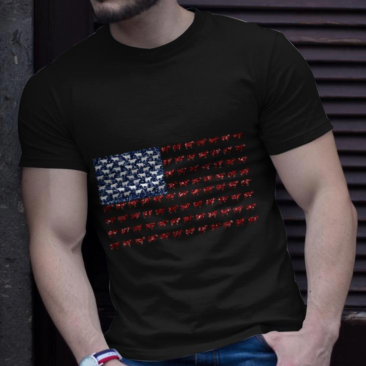Cow American Flag Us 4Th Of July Farm Unisex T-Shirt Gifts for Him