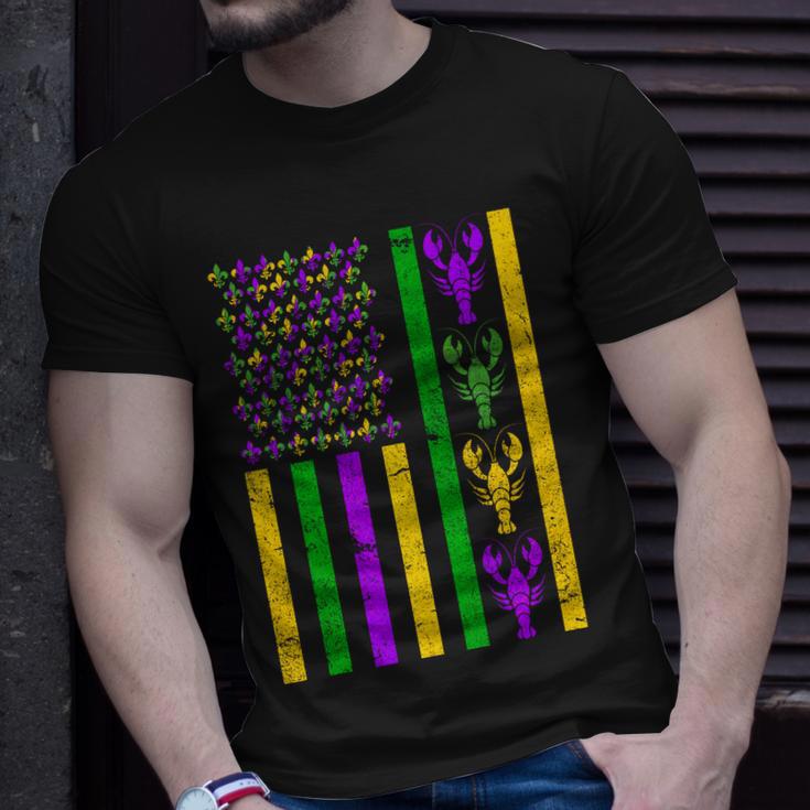 Crawfish Fleur-De-Lis Flag Mardi Gras Tshirt Unisex T-Shirt Gifts for Him