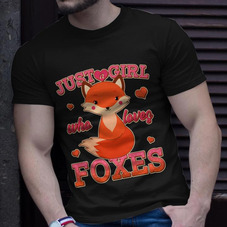 Cute Just A Girl Who Loves Foxes V2 Unisex T-Shirt Gifts for Him