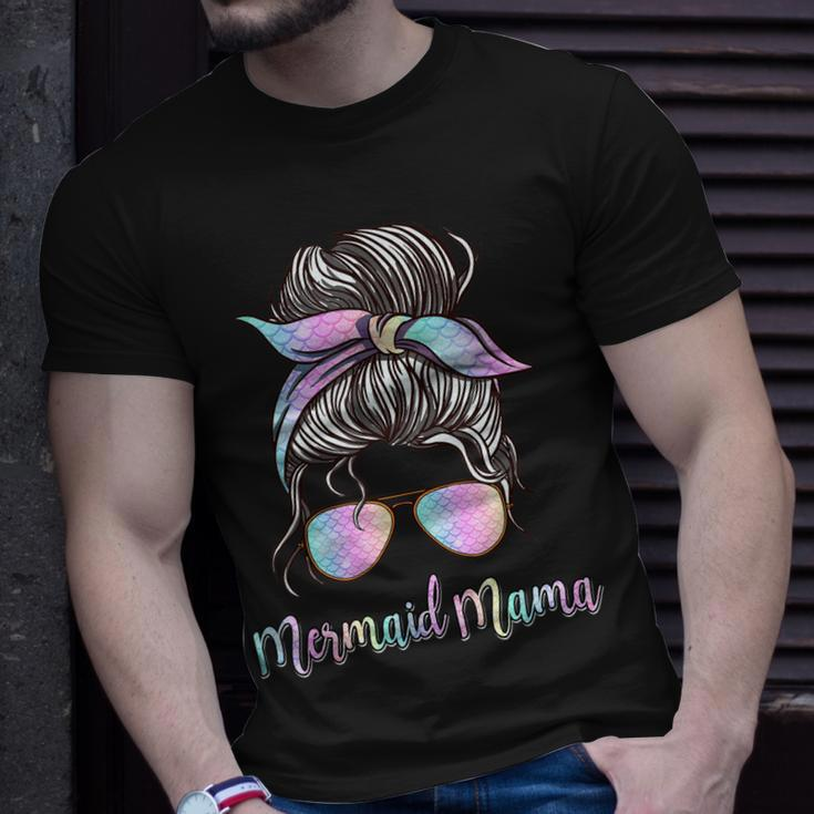 Cute Mermaid Mama Messy Hair Bun Glasses T-shirt Gifts for Him