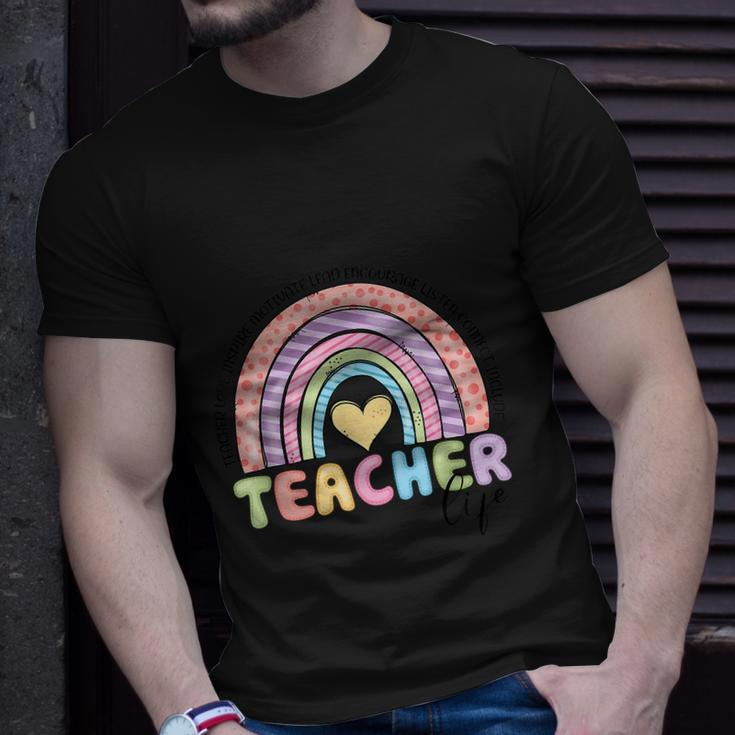Cute Rainbow Teacher Life Teacher Last Day Of School Unisex T-Shirt Gifts for Him
