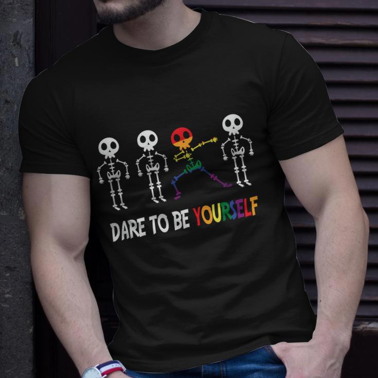 Dare To Be Yourself Lgbt Gay Pride Lesbian Bisexual Ally Quote Unisex T-Shirt Gifts for Him