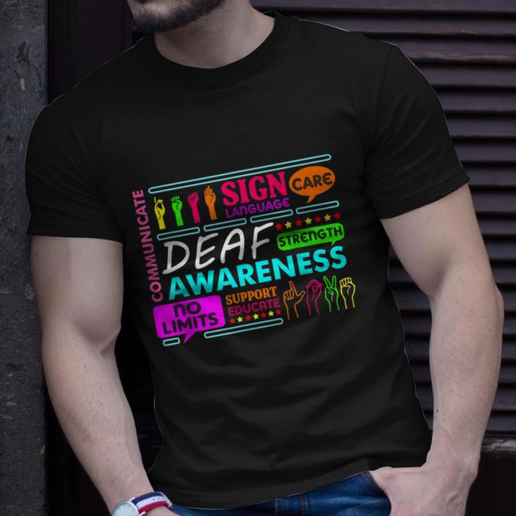 Deaf Awareness Sign Deafness Hearing Loss Warrior Tshirt Unisex T-Shirt Gifts for Him
