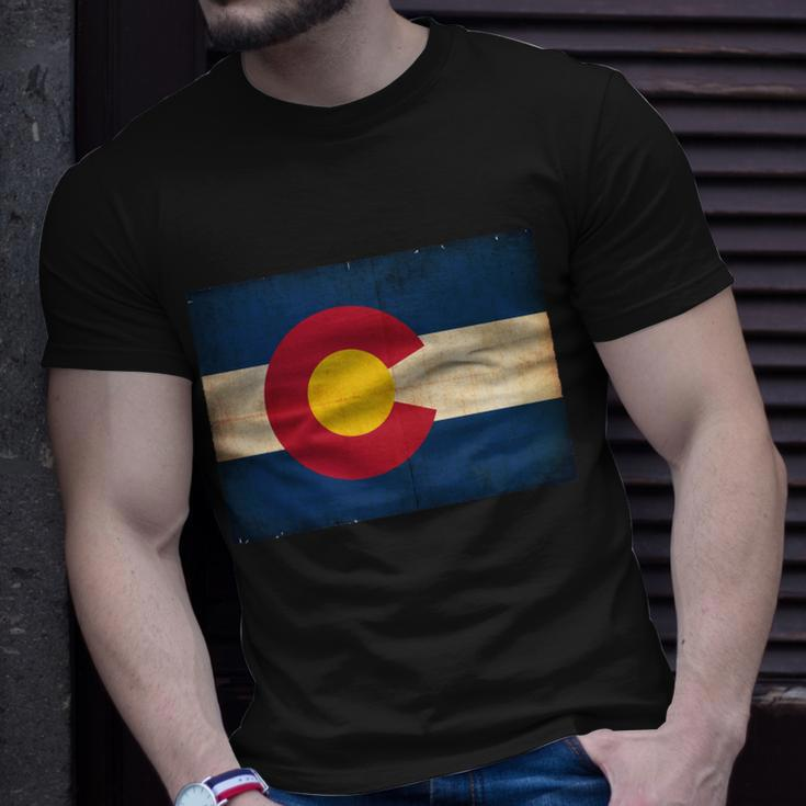Denver Flag Grunge Colorado Unisex T-Shirt Gifts for Him
