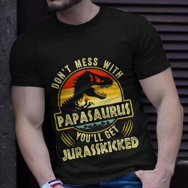 Dont Mess With Papasaurus Youll Get Jurasskicked Fathers Day V2 Unisex T-Shirt Gifts for Him