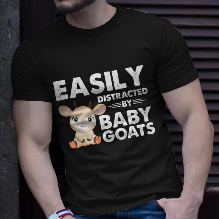 Easily Distracted By Baby Goats Shirt Goat Lovers Unisex T-Shirt Gifts for Him