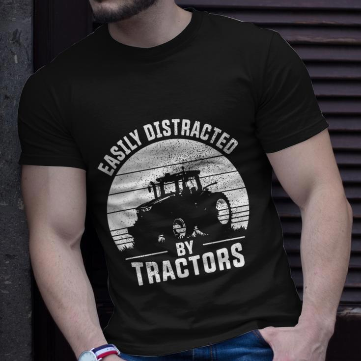 Easily Distracted By Tractors Farmer Tractor Funny Farming Tshirt Unisex T-Shirt Gifts for Him