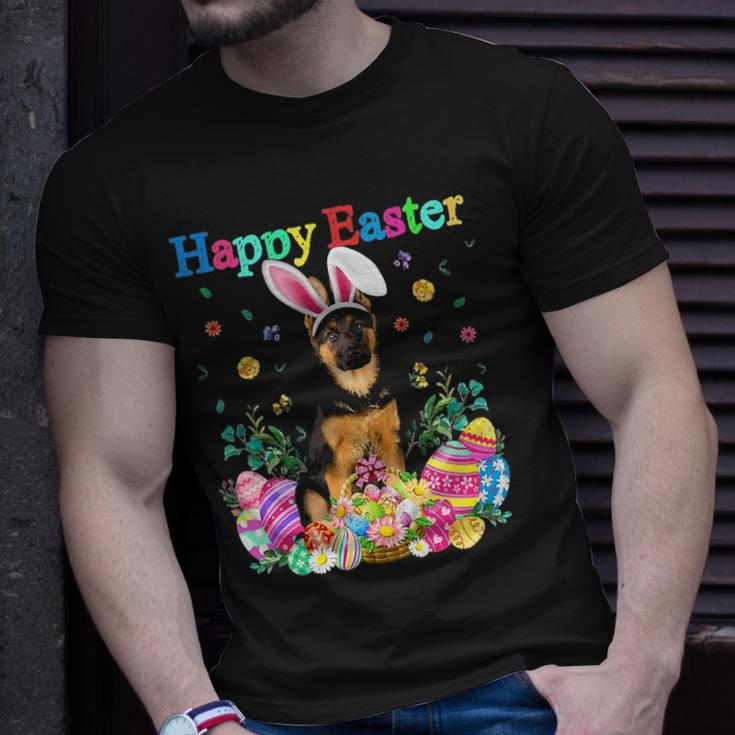 Easter Bunny German Shepherd Dog With Easter Eggs Basket Unisex T-Shirt Gifts for Him