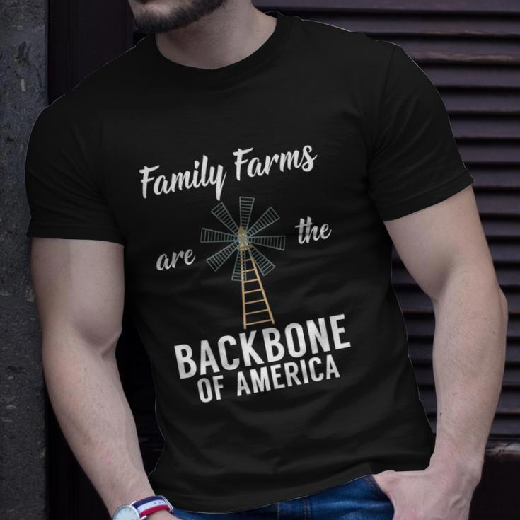 Family Farms Are The Backbone Of America Farm Lover Farming Unisex T-Shirt Gifts for Him