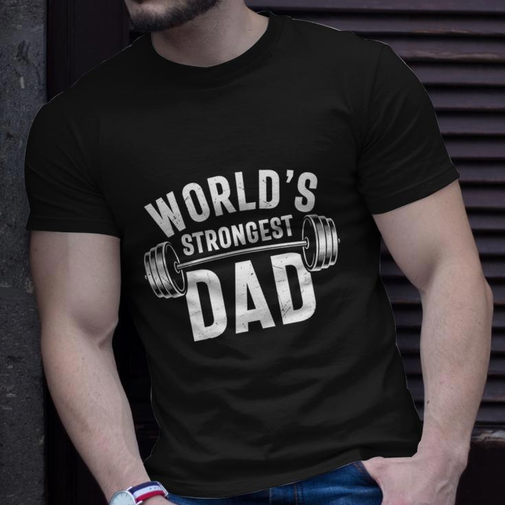 Fathers Day Funny Worlds Strongest Dad Bodybuilder Unisex T-Shirt Gifts for Him