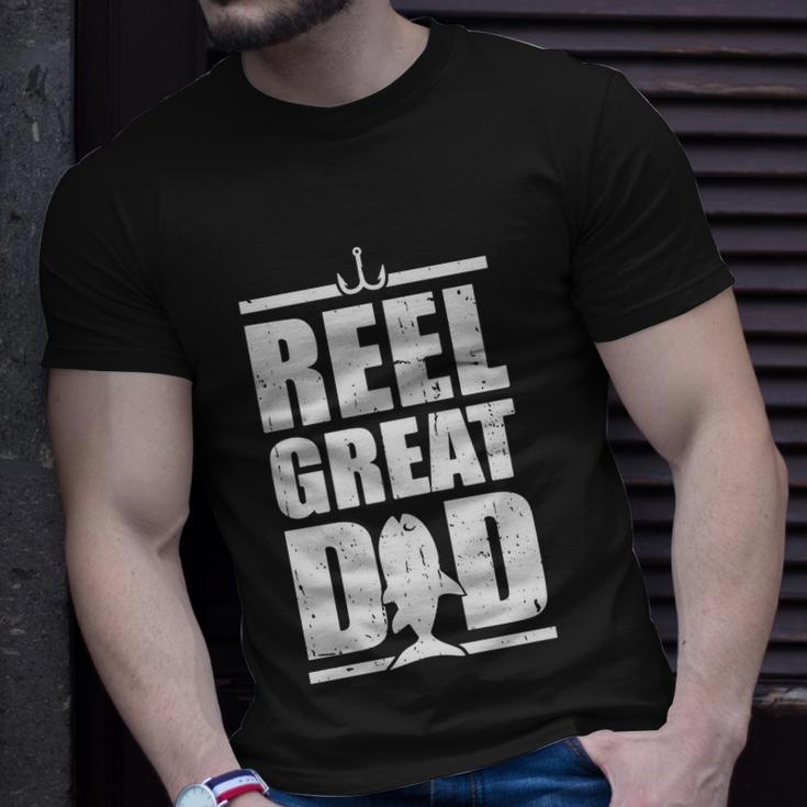 Fathers Day Reel Great Dad Fishing Dad Unisex T-Shirt Gifts for Him