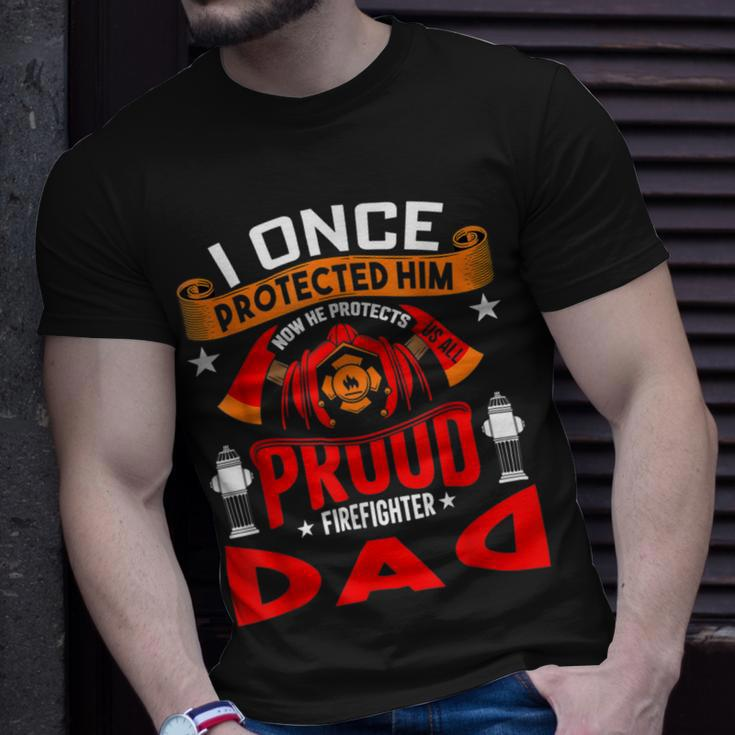 Firefighter Proud Firefighter Dad Unisex T-Shirt Gifts for Him
