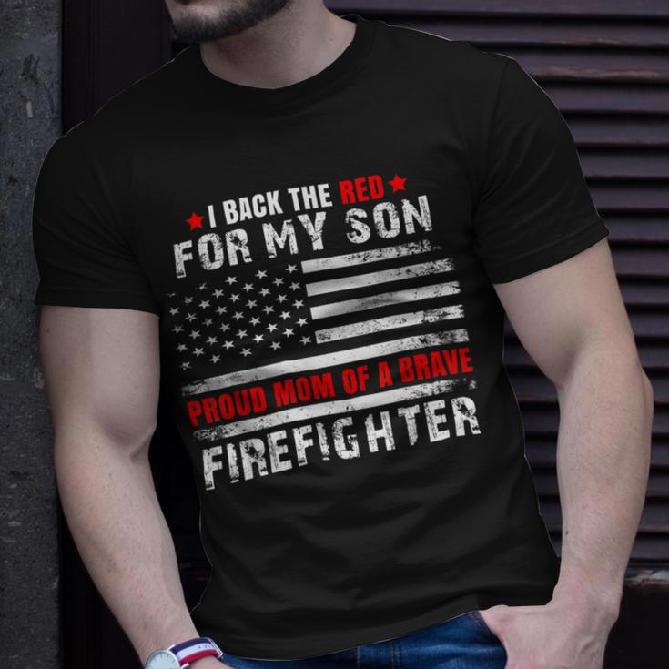 Firefighter Proud Mom Of Firefighter Son I Back The Red For My Son V2 Unisex T-Shirt Gifts for Him
