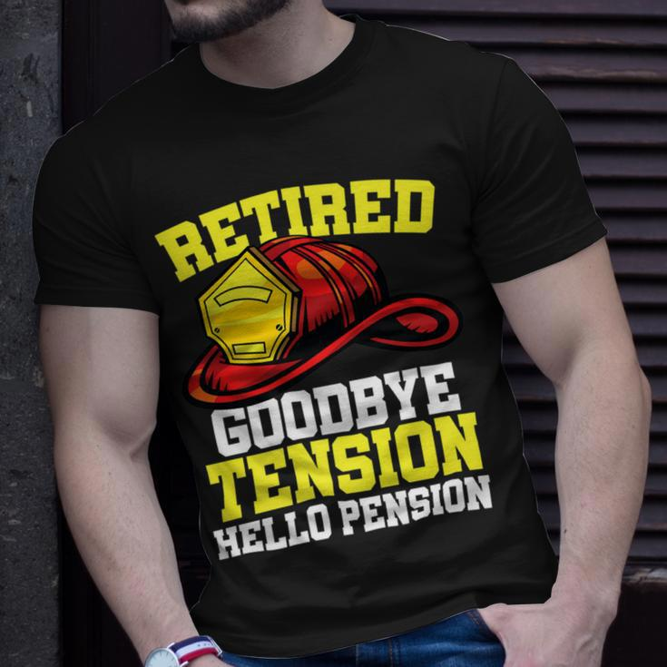 Firefighter Retired Goodbye Tension Hello Pension Firefighter Unisex T-Shirt Gifts for Him