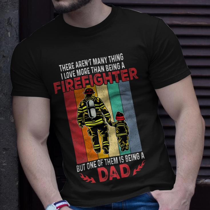 Firefighter Retro Vintage Father And Son Firefighter Dad Fathers Day V2 Unisex T-Shirt Gifts for Him
