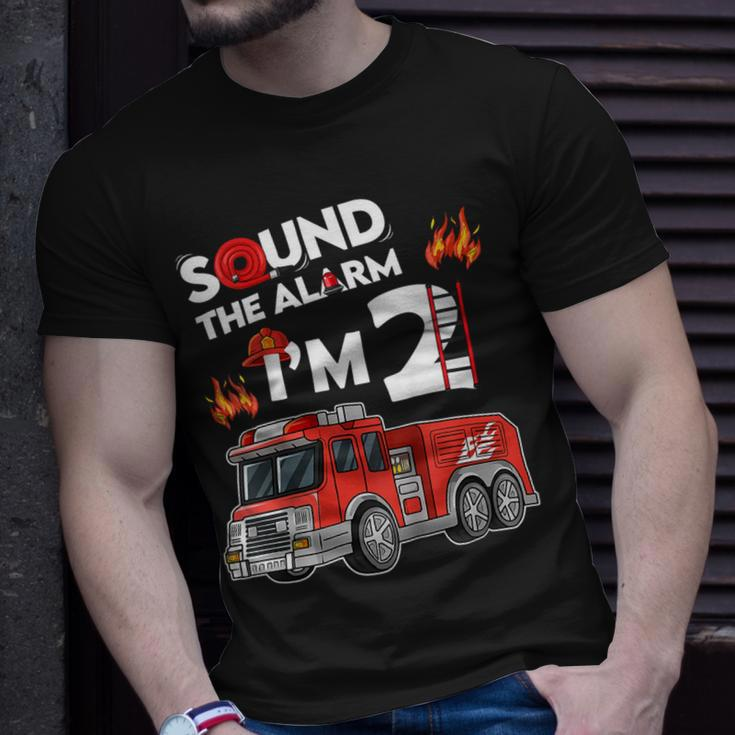 Firefighter Sound The Alarm Im 2 Little Firefighter 2Nd Birthday Unisex T-Shirt Gifts for Him