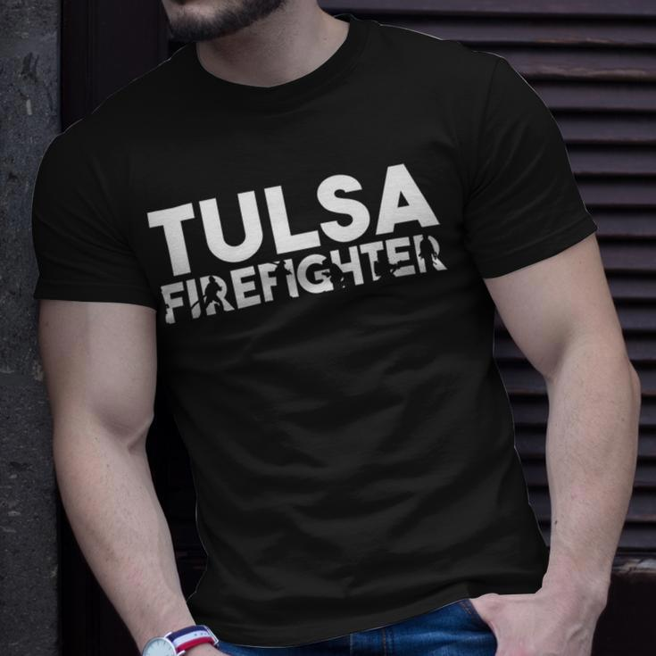 Firefighter Tulsa Firefighter Dad Proud Firefighter Fathers Day V3 Unisex T-Shirt Gifts for Him