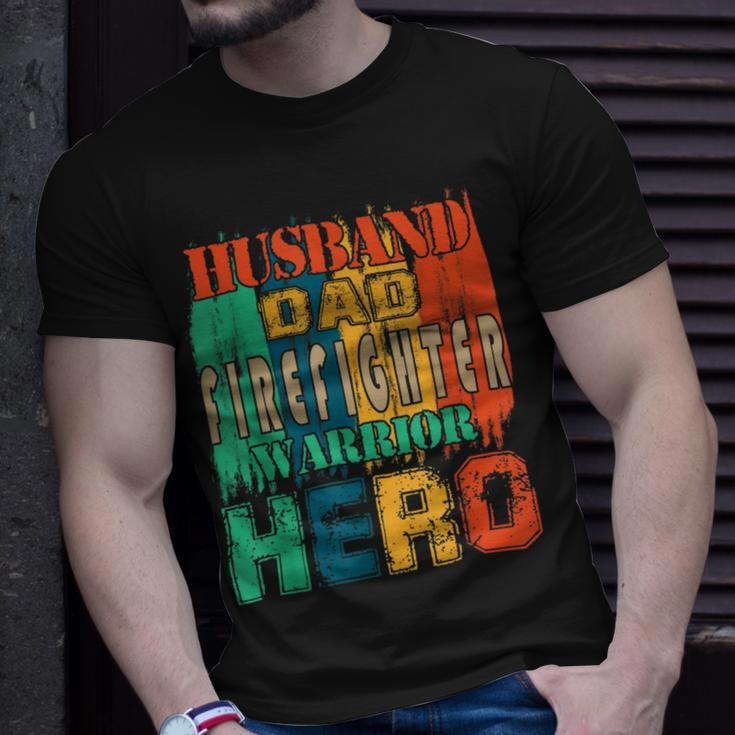 Firefighter Vintage Retro Husband Dad Firefighter Hero Matching Family V3 Unisex T-Shirt Gifts for Him