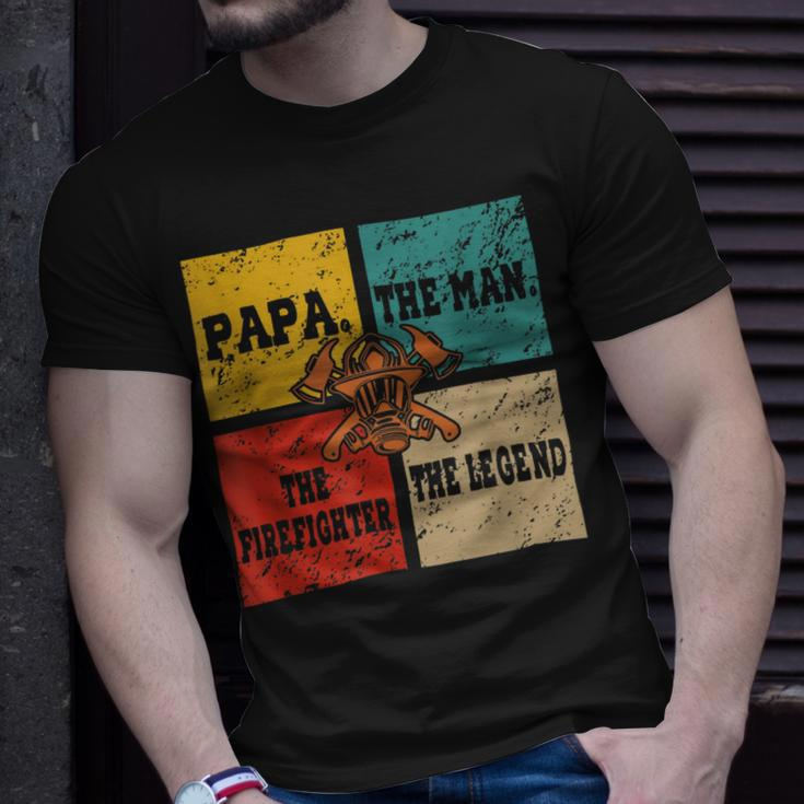 Firefighter Vintage Retro Papa Funny Man The Firefighter The Legend V3 Unisex T-Shirt Gifts for Him