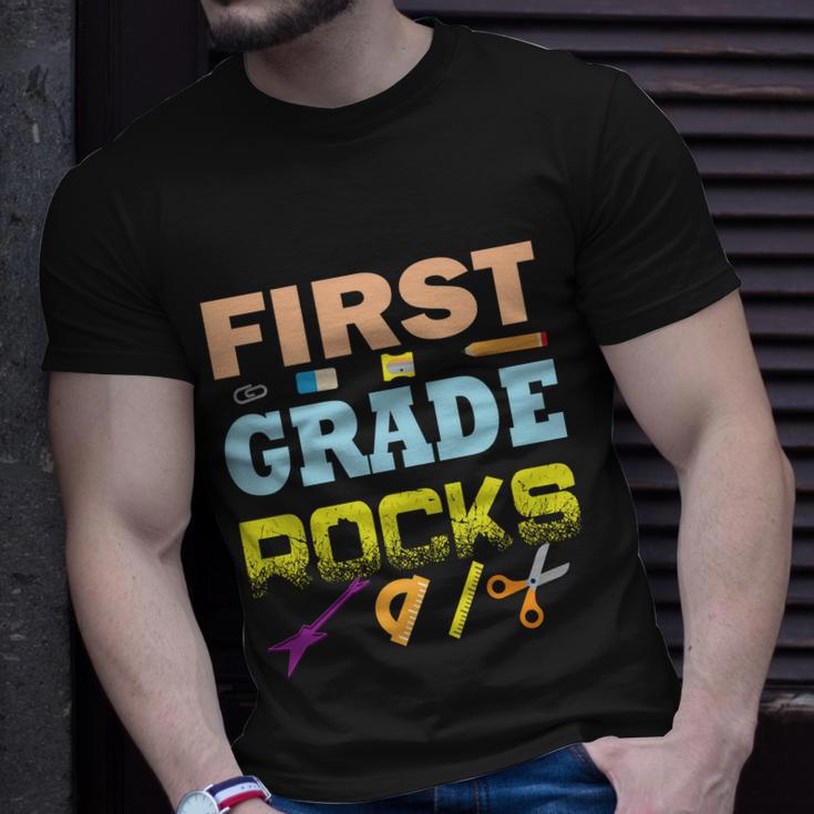First Grade Rocks Funny School Student Teachers Graphics Plus Size Shirt Unisex T-Shirt Gifts for Him