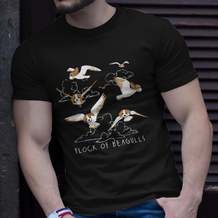 Flock Of Beagulls Beagle With Bird Wings Dog Lover Funny Unisex T-Shirt Gifts for Him
