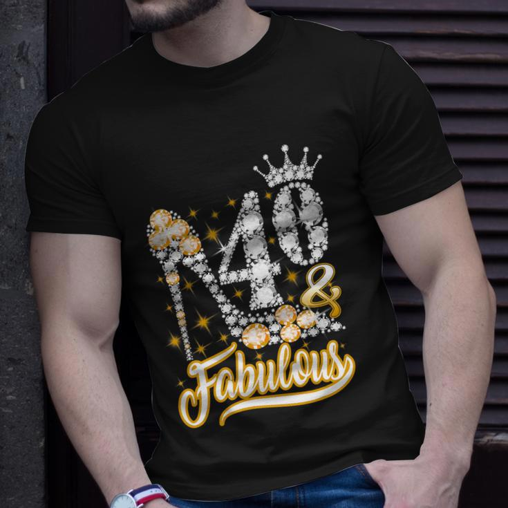 Funny Gift 40 Fabulous 40 Years Gift 40Th Birthday Diamond Crown Shoes Gift Unisex T-Shirt Gifts for Him