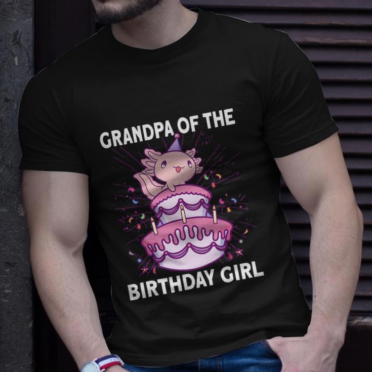 Funny Grandpa Of The Birthday Axolotl Bday Unisex T-Shirt Gifts for Him